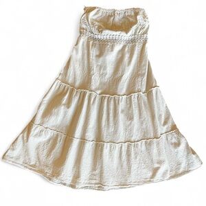 Geocam Cream embroidered Strapless Sundress, M